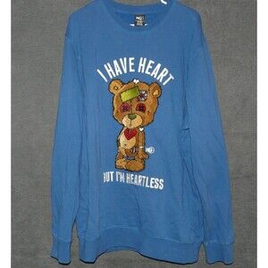 Sniper Gang Heartless Teddy Bear Embroidered Crewneck Sweatshirt Blue 2XL XXL